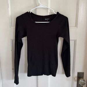 Quince black ribbed fitted long sleeve top size xs